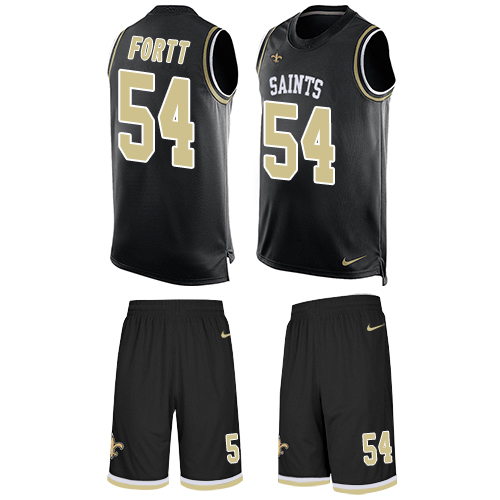 Men's Limited Khairi Fortt Nike Jersey Black - #54 Tank Top Suit NFL New Orleans Saints